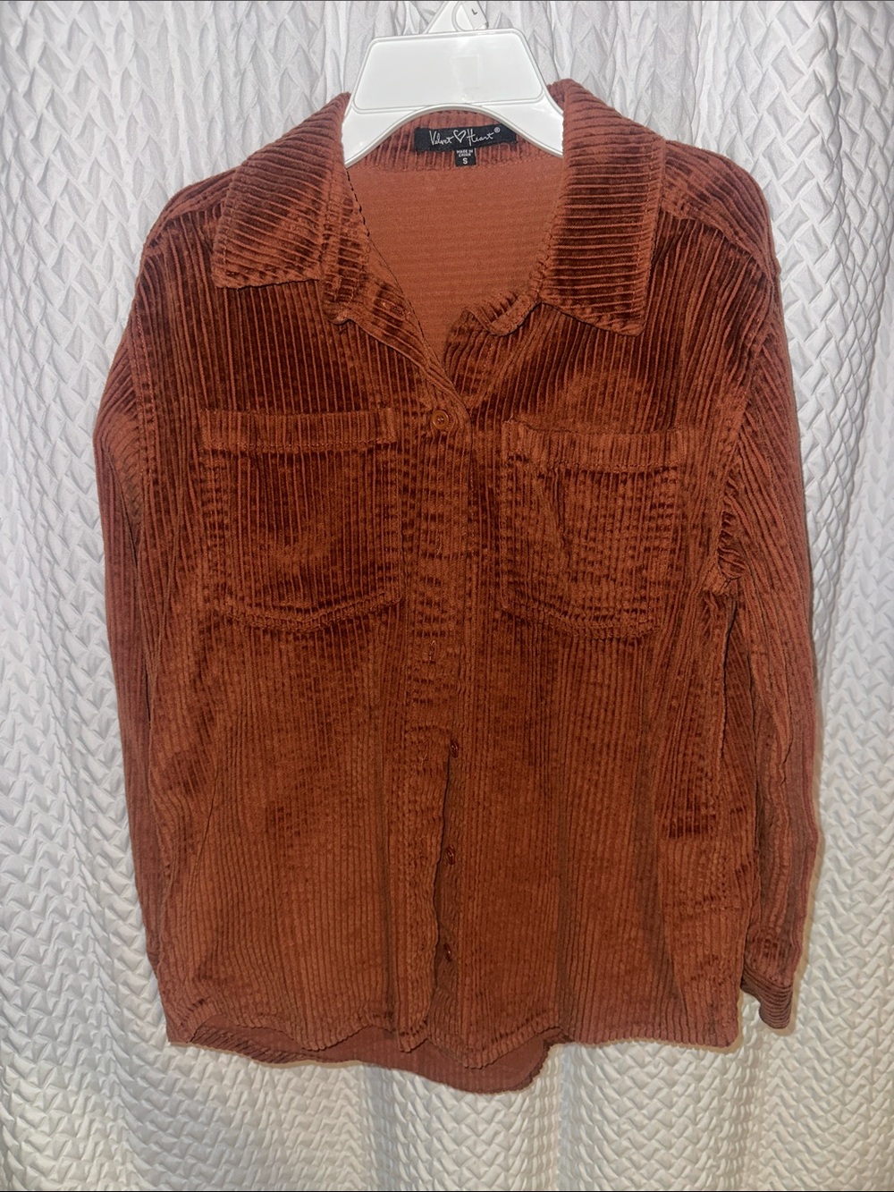 Velvet Heart Corduroy Button-Down Shirt - Rust Brown